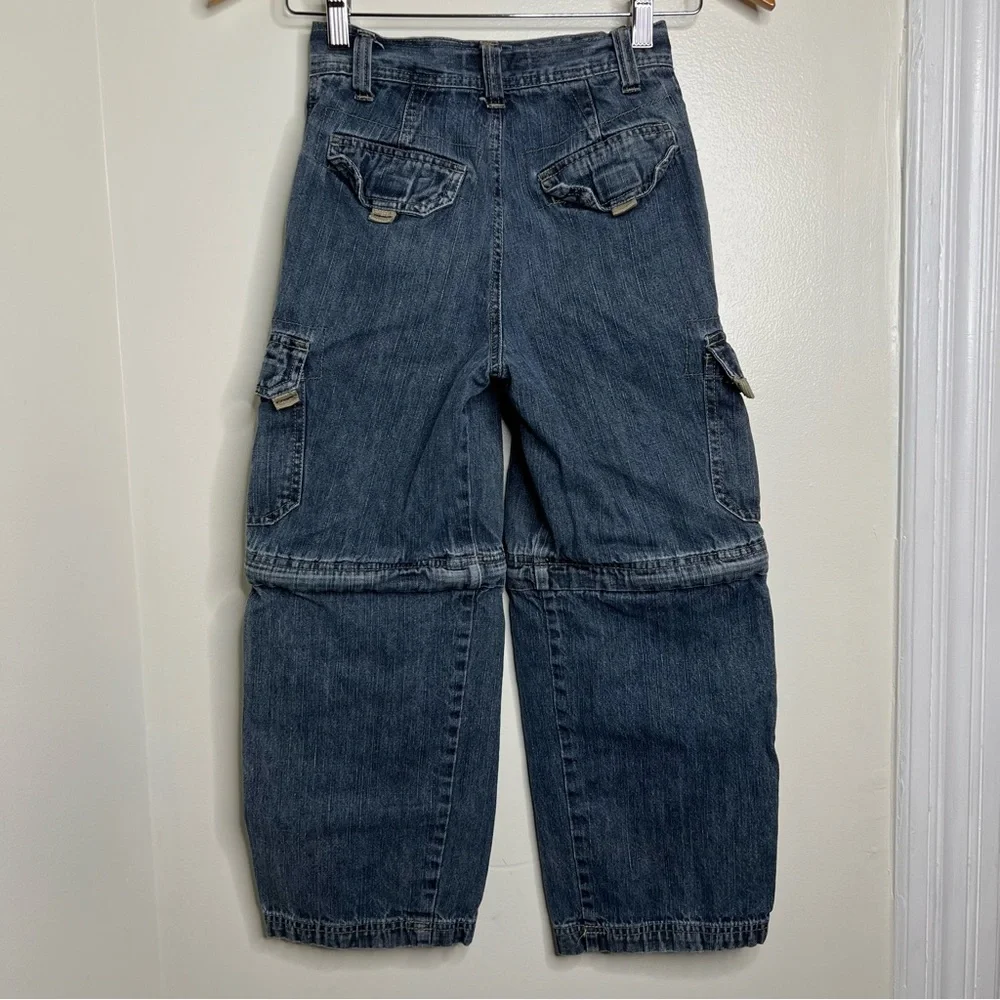 Vintage 90s Y2K Kids Arizona Convertible Cargo Jeans Size 10 Inseam 21”